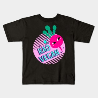 Rad Cool Radish Vegetable Vegan Pun Vaporwave Kids T-Shirt